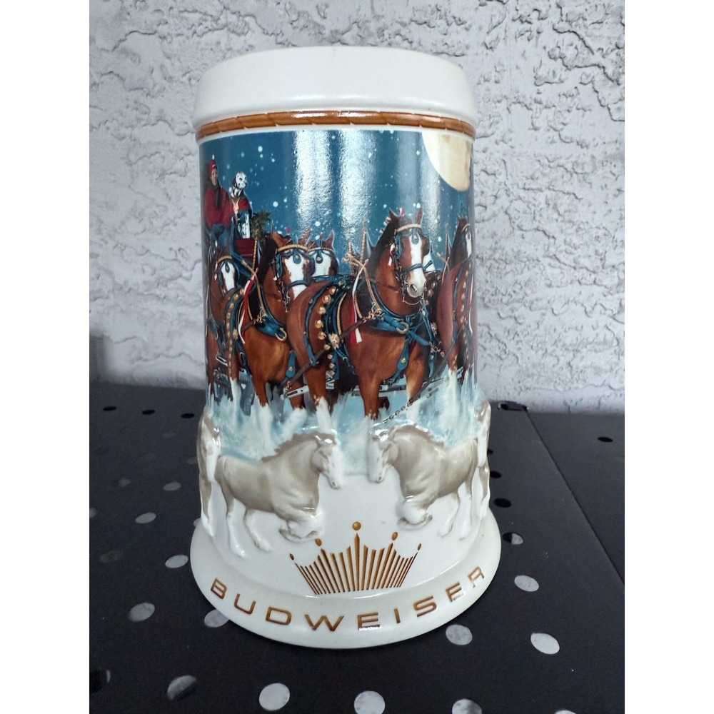 2005‎ Budweiser Holiday Beer Stein Clydesdales Collectible EUC Winter Horses